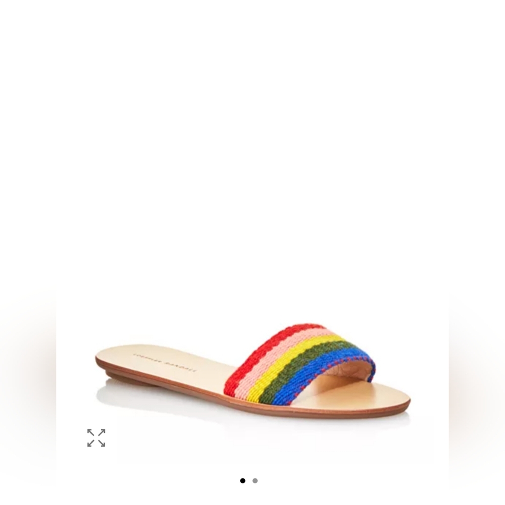 🌈 Loeffler Randall Rainbow Stripe Slide Sandal - Red, Pink, Yellow, Green, Blue